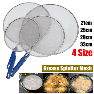 [Same Day Ship]  33cm 304 Stainless Steel Grease Splatter Guard Pan Oil Splash Cover Grease Splatter Guard