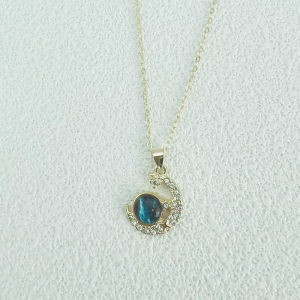 Luxe Celestial Moon Planet Pendant Necklace for Women Micro Paved Cubic Zirconia Elegant Minimalist Collarbone Chain Versatile Daily Statement Jewelry