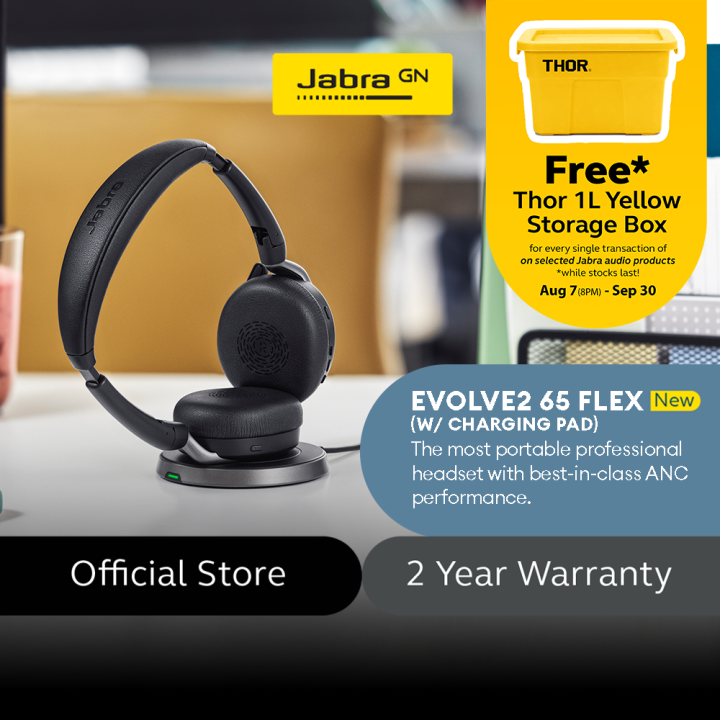 Jabra Evolve2 65 Flex Wireless Headset USB-A With Wireless Charger