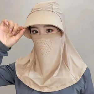 Mũ Chống Nắng Trùm Đầu Tích Hợp Mặt Nạ Khẩu Trang Lụa Băng Lạnh Che Cổ Chống Tia UV TS