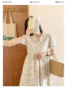 เดรส korea🔥สินค้าพร้อมส่ง🔥เสื้อผ้าแฟชั่น ผู้หญิง ไหมพรม เดรสลายดอก คอตุ๊กตาFloral Dress หลวมใส่สบายYQ11241