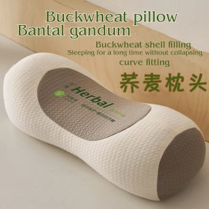 Adult Cervical Spine Buckwheat Pillow Herbal Buckwheat Filling with Traction Feature Orthopedic Sleep Aid for Neck Pain