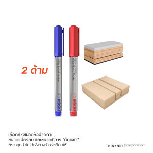ชุดอุปกรณ์ไวท์บอร์ดมินิมอล | ปากกา แปรงลบ ที่วางโปสเตอร์บอร์ด หมุดแม่เหล็ก | ใช้กับสินค้า THiNKNET Design Studio