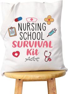WCGXKO Nurse Gift Nurse Cosmetics Gift Nursing School Survival kit Gift for RN CNA LPV BSN LVP (NURSING SCHOOL tote)
