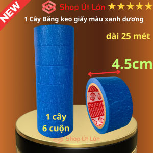 Băng keo giấy màu xanh dương rộng 4.5cm dài 25 mét lõi giấy 3mm 1 cây 6 cuộn giá tại xưởng