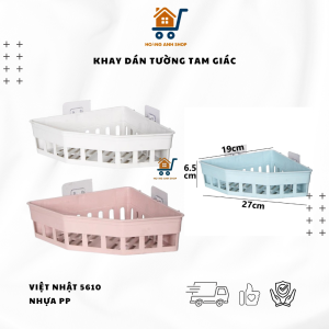 Khay Dán Tường Tam Giác Việt Nhật 5610 Nhựa PP Khay Dán Góc Tường Đựng Đồ Nhà Tắm Nhà Bếp Tiện Lợi