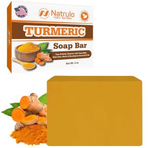 Turmeric Soap Bar for Face & Body – Natural Turmeric Skin Brightening Soap for Dark Spots Intimate Areas Underarms – Turmeric Face Wash Reduces Acne Scars & Cleanses Skin – Made in USA