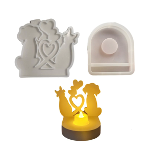Động vật Kitten silicon hình chó chủ molds nhựa Epoxy khuôn silicon cho nến tealight chủ trang trí nội thất