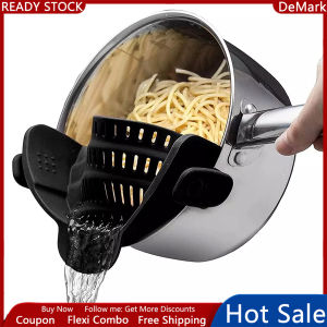 Snap N Strain Pot Strainer and Pasta Strainer - Adjustable Silicone Clip On Strainer for Pots Pans and Bowls - Kitchen Colander(Multiple Colour)