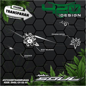Sticker Stiker Striping UV Transparan Mio Soul Tahun 2010 2011 Motif Medusa Terkini - Kode SMSL-UV - 420 Design