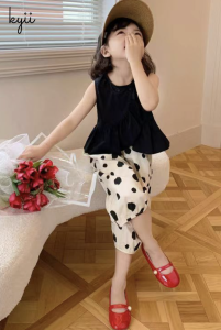 kyiibaby Girls summer suit fashion girls baby fashionable sleeve clothes children Korean shorts two pieces kybb038