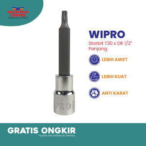 WIPRO Mata Socket Star Bit T30 x DR 1/2" / Kunci L Bintang Panjang