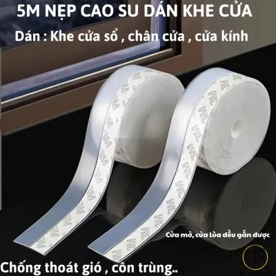 Nẹp dán cửa chống khe hở chống bụi chống côn trùng Ron cao su dán khe cửa cuộn dài 5m