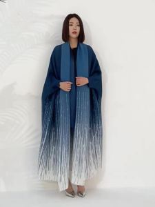 Long Trench Coat Womens Clothing Loose Temperament plus Size Gradient Color Printed Batwing Sleeve Scarf Shawl #20240654