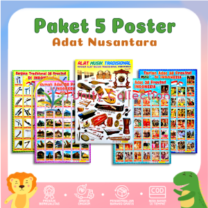 Paket 5 Poster Edukasi Anak Belajar Adat Nusantara Indonesia