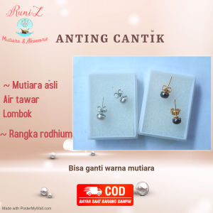 Anting Giwang Anak Mutiara Air Tawar Asli Lombok Anting Tusuk Stud Giwang Pentul Wanita Mini