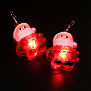 JEWELS1 Electric Merry Christmas Earrings Santa Claus Candy Cane Luminous Christmas Pendant Creative Christmas Tree Glowing Xmas Dangle Earrings Christmas