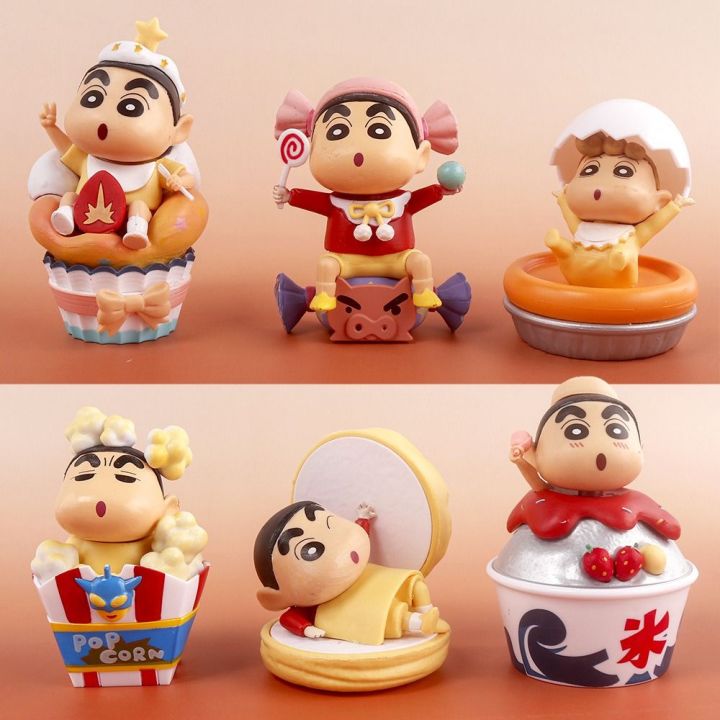 STKE Anime Figure Crayon Shin-chan Dessert Time Figure Model Toys Mini ...