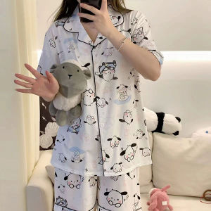 101 HOME  เชตชุดนอนผู้หญิงลายกราฟิก ลายการ์ตูนน่ารักมากเวอร์  เนื้อผ้าคุณภาพดี ชุดนอนคอปก+เเขนสั้น+ขาสั้น ส่งด่วน