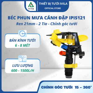 Béc phun mưa IPIS121 ren 21mm 2 tia có chỉnh góc tưới  Bán kinh 6-7m Béc tưới cây vòi tưới cây cánh đập bán kính lớn phù hợp tưới thảm cỏ rau màu vườn ươm cây trồng đồi trồng thảm