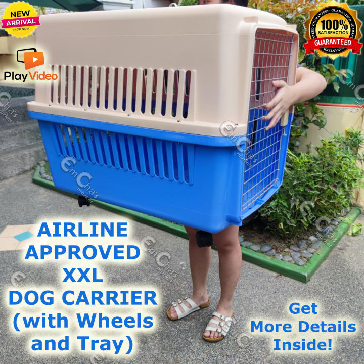 1004 XXL Carrier with Wheels w Tray Filtering Pee Pad AIRLINE