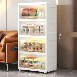 NEST Storage Cabinet Large Space Transparent Plastic Cabinet Kitchen Stackable Storage Box Cabinet Drawer
