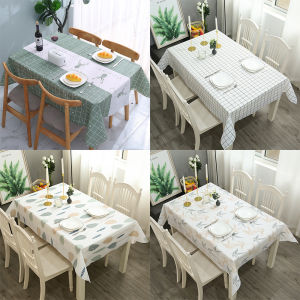 Perwarm Waterproof And Oil Proof Table Cloth Cover Runner for 4-8 Seaters Dinner Kitchen Plaid Linen Cotton Dustproof Oilproof Waterproof Dinning Room Table Mat