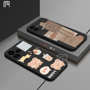 (Lokal Ready) Casing hp Realme C53 C51 C55 C33 C30 C31 C30S C35 Realme10 9i 8i 7i 5i 6i C2 C21Y C11 2021 C20 C25Y C17 C3 C12 C15 Narzo 50A Teh Susu Beruang Lucu Motif Kotak Simple Soft Case Cover