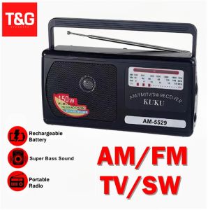 AM-5529 FM/AM/TV/SW Portable Radio High Sensitivity Antenna Rechargeable Speaker