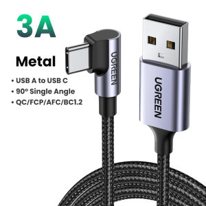 UGREEN 90 Degree 3A USB Type C Cable Nylon Braided Fast Charging Cable for SAMSUNG S20+ A50 Huawei nova 7i Huawei P40