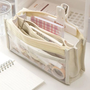 6-layer PVC Transparent Pencil bag Student Large Capacity Stationery bag School Supplies Storage Bag Waterproof Color Pen Case