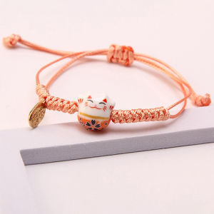 【yanwenxia】💖[HOT SALE]🎈🎈 Simple Cute Lucky Cat Bracelet Hand-woven Red Colors Rope Bangle Women Girls Jewelry Gift