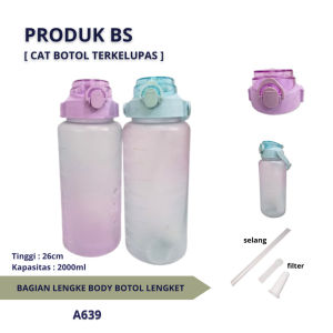 Botol Minum Motivasi Air Viral Aurel Kapasitas Jumbo 2 Liter Dengan Skala Pengingat Waktu BPA Free