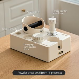 BINCOO Coffee Tamper Set Coffee Powder Press Base Set Coffee Distributor Portafilter Powder Tamper Knocker Bucket Set Coffee Machine Utensils Accessories 51MM/58MM