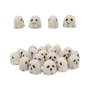 PLLEWY 20PCS Resin Halloween Skull Figurine White Lightweight Ghost Decorative Statue Horror Bonsai Ornament Mini Skull Figurine Home Decoration