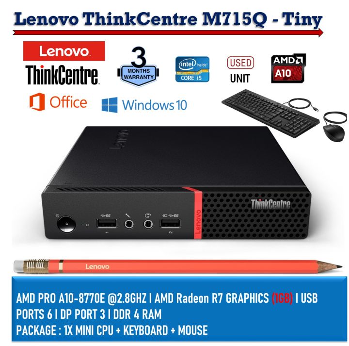 Lenovo Desktop Computer ThinkCentre M715q A10-Series PRO A10-8770E (2 ...