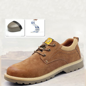 Steel Toe Safety Shoes Mens Womens Breathable Leather Work Boots Footwear Water Resistant Puncture Proof Construction Shoes