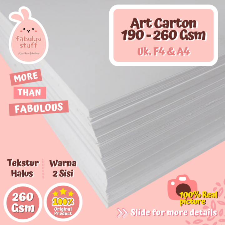 (ISI 10) Karton Art Carton 190 210 230 260 GSM F4 A4 Kertas Art Paper