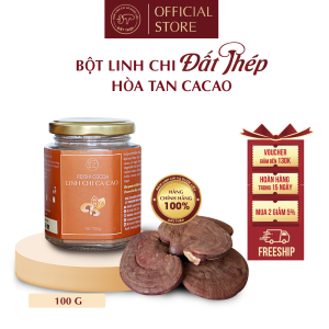 Cacao Hòa Tan Nấm Linh Chi Đất Thép 100g - Cung cấp năng lượng - Tăng cường miễn dịch - Hàng chính hãng