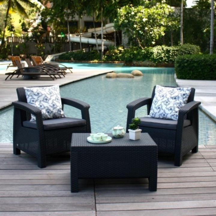 Wicker Keter Victoria Lounge Set Wicker Keter Corfu Balcony Set