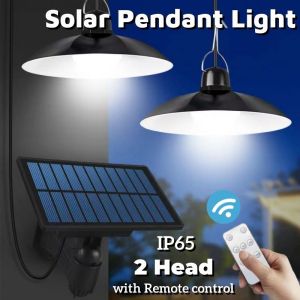 Solar Pendant Light LED Hanging Lamp Waterproof Outdoor Garden Camping Emergency Dual Head