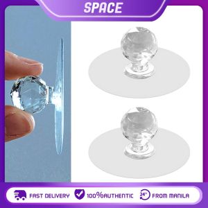 2/10Pcs Self-Adhesive Cabinet Pull Handle Clear Cabinet Drawer Knobs Diamond Crystal Shaped Acrylic Door Knobs for Wardrobe Kitchen Cupboard Bathroom Dresser Furniture Door Window Drill Free Self-Stick Push Pull Helper