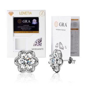 LOVETIA Anting Moissanite Perak 925 1.0 Ct Sertifikat GRA BTED001