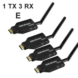 50m Wireless Extender Audio Video Transmitter and Receiver Kit 1 To 2 3 4 Splitter Screen Share Display Adapter for PS4 Camera Laptop PC To TV Monitor Projector