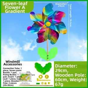 JACAUY 21/29cm Color Changing Windmill PVC Colorful Dazzling Stake Standing Lawn Pinwheel Garden Yard Toys Rotating Wind Spinner Outdoor Party Picnic Decor