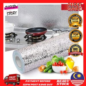 DISERVSTORE Wallpaper Dapur Kitchen Oil Proof Waterproof Self Adhesive Aluminum Foil Stickers Pelekat Dinding Dapur 60x200cm Sticker Memasak Pelekat Wallpaper Foil Penghadang Anti Minyak Air Kalis Dinding Gas Masak Stiker Dapur Anti Kotor Alas Lapik Meja