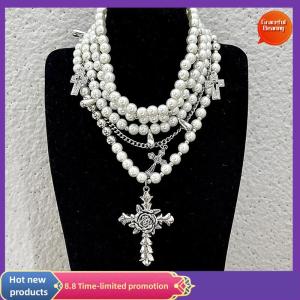 Graceful Fashion Personalized Multi-Layered Cross Pendant Necklace Clavicle Chain For Women Temperament Jewelry Accessories Gifts