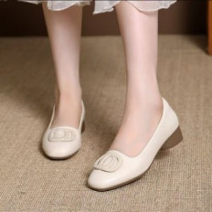 Free Shipping 2026 New Collection: Square-Toe Soft Leather Flats Shallow-Cut Versatile Soft-Soled Leather Shoes Comfortable And Simple Design Suitable For Mothers And Women