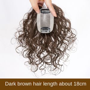 5*8/7*8-18CM 100% Human Hair Curly Piece Black And  Dark Brown Hair Topper Hair Replacement Cover White Hair Breathable And Lightweight Wig Increase Hair Volume For Woman