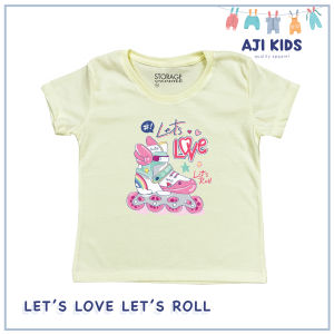 AJI Manila Girls Pastel Colored Graphic Tee with "Lets Love Lets Roll" Print